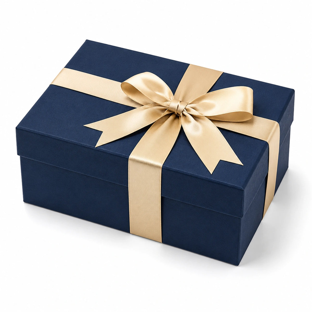Geschenkbox 30 x 22 x 12 cm Karton Dunkelblau Gold mit Schleife rechteckig