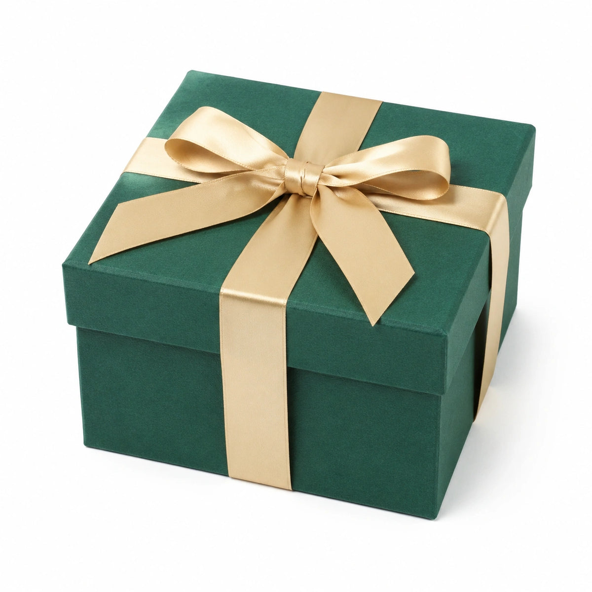 Geschenkbox 20 x 20 x 12 cm aus Karton Grün Gold mit Schleife