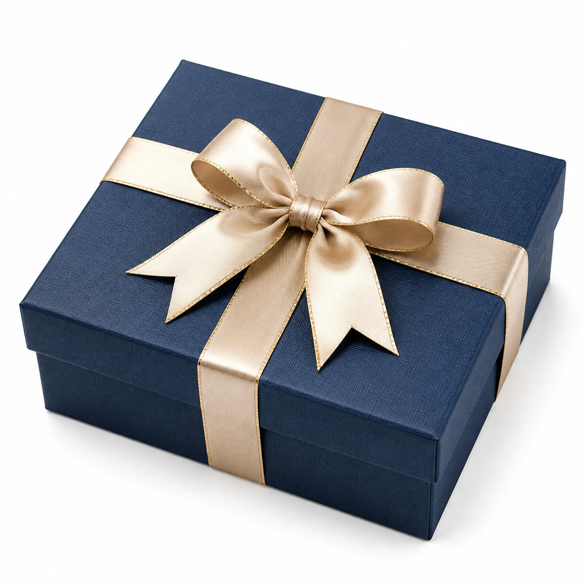 Geschenkbox 20 x 15 x 8 cm aus Karton in Dunkelblau Gold mit Schleife