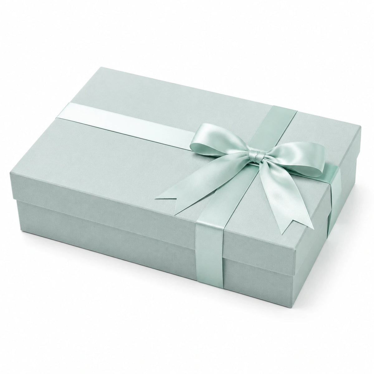 Geschenkbox 30 x 22 x 9 cm Karton Mintgrün mit Satinband rechteckig