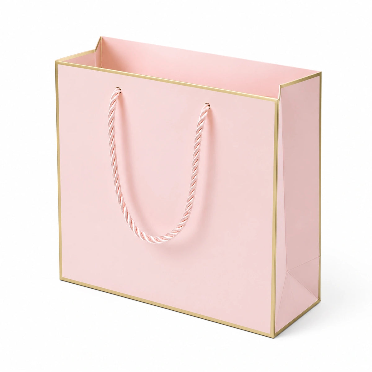 Geschenktüte 32 x 12 x 26 cm Papier Rosa Gold mit Kordelgriffen