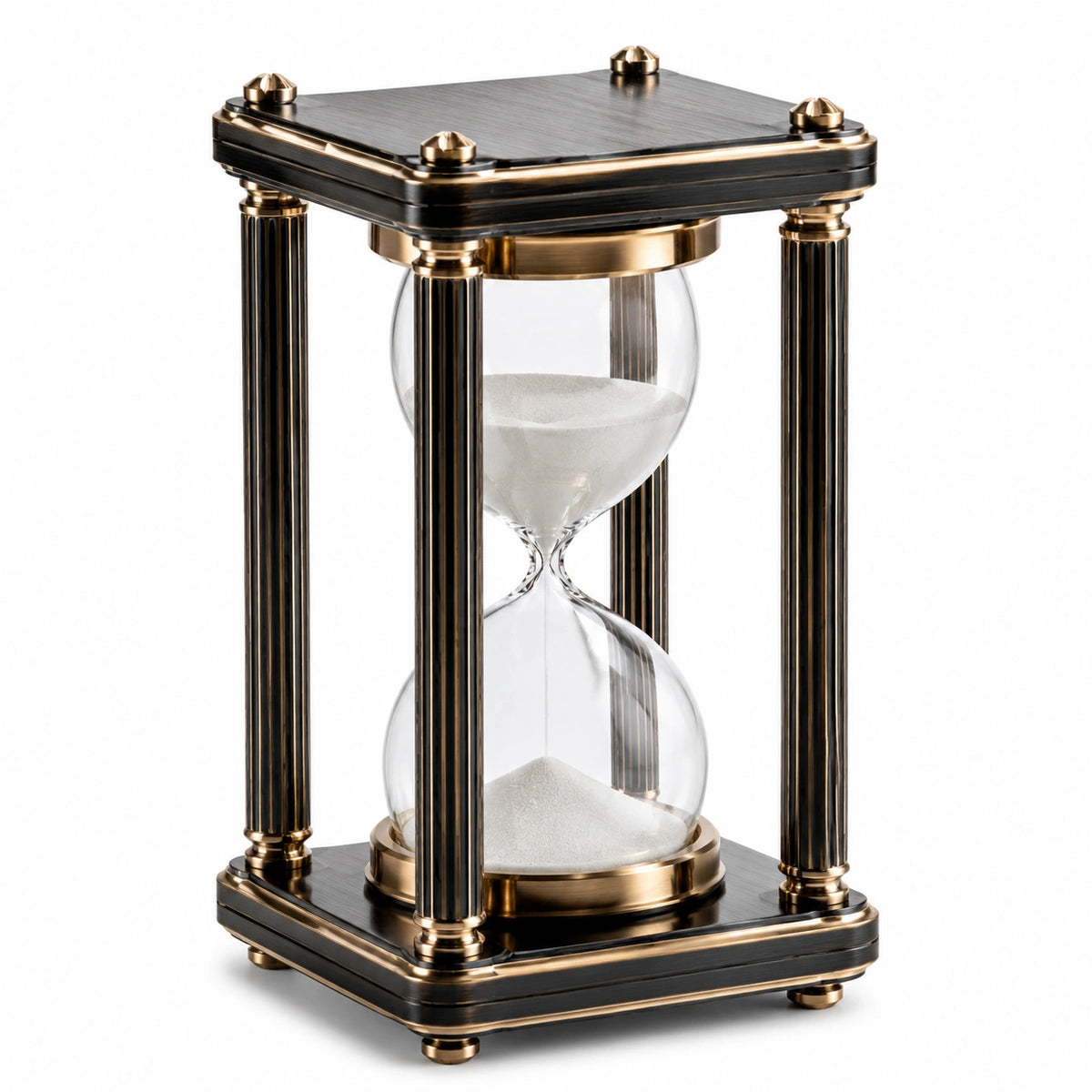 Sanduhr 15 x 15 x 30 cm Metall Glas Schwarz Gold Dekorativ
